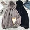 Толстовка с капюшоном на шнурке, с длинными рукавами, эластичными манжетами, плотная, теплая, однотонная, двусторонняя плюшевая, унисекс, Осень-Зима