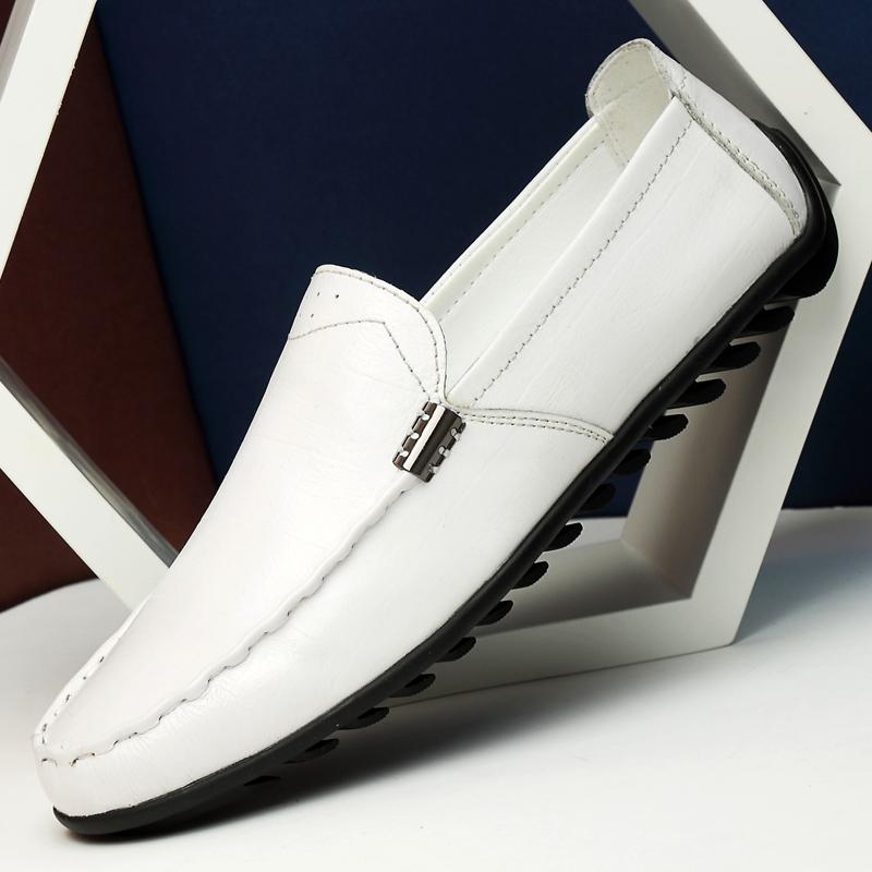 Модная роскошная мужская обувь, новые мужские туфли из натуральной кожи на плоской подошве, дышащая повседневная обувь, офисные мокасины, модная обувь в горошек, обувь для вождения