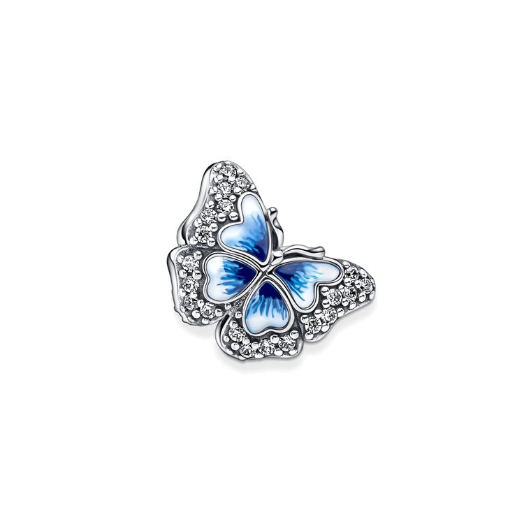 Pandora Fashionable Versatile Exquisite Shining Blue Butterfly Charm Women charm Silver 790761C01