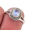 Natural Rainbow Moonstone Gemstone Handmade 925 Sterling Silver Ring Size 6 O0p71
