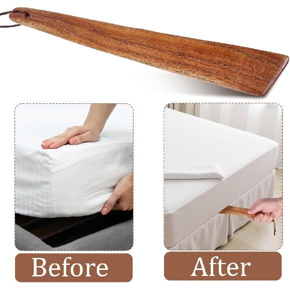 Mattress Lifter Tool, Bed Sheet Tucker Tool for Changing Sheets, Arthritis-Friendly Wooden Bed Sheets Lifter Wedge to Protect Your Hand (12 inch)