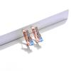 Blue Water Drop Shaped Zircon Rose Gold Clip Earrings