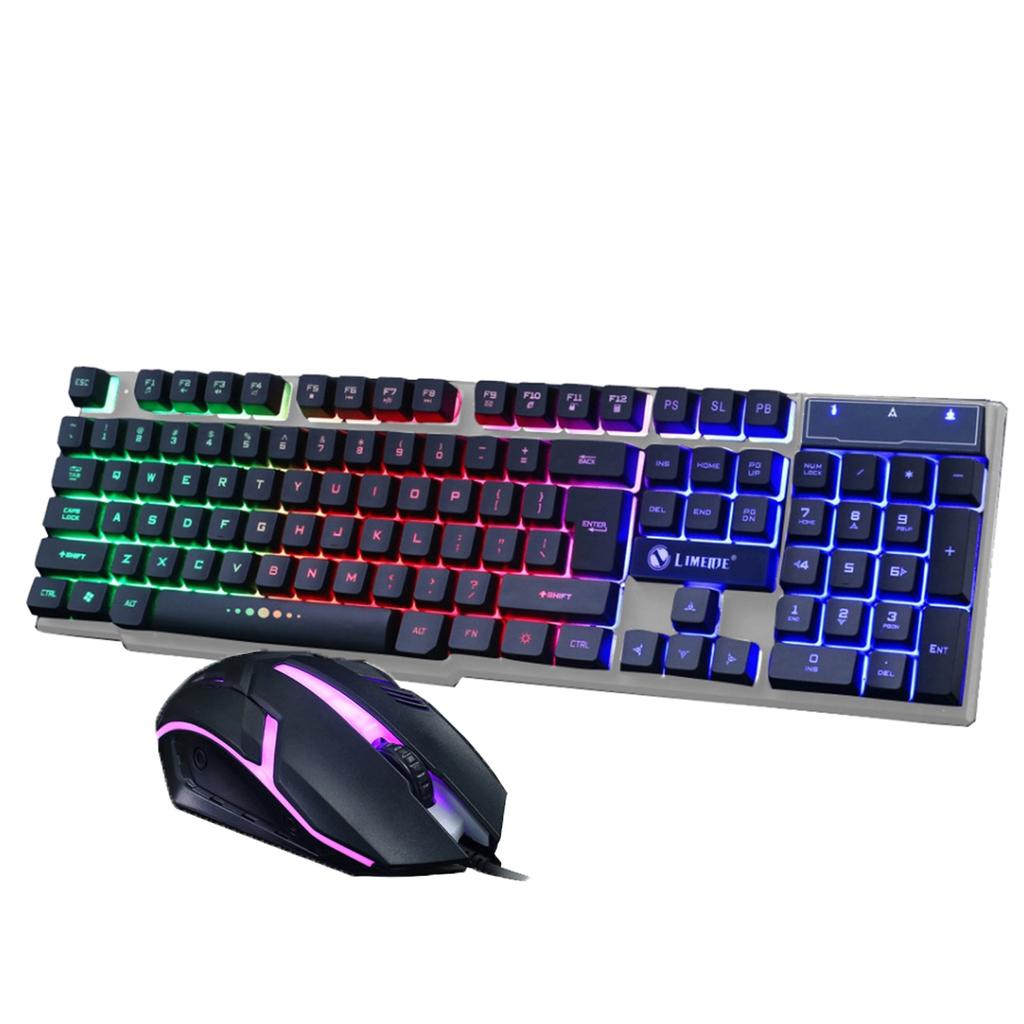 Colorful LED Illuminated Backlit USB Wired PC Rainbow Gaming Keyboard Mouse Set