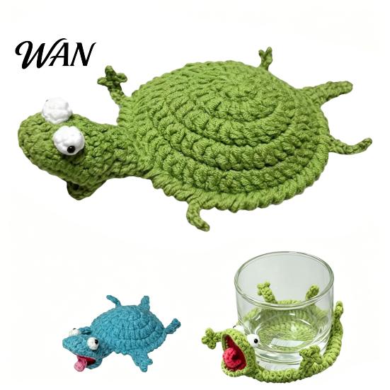 Drink Coaster DIY Crochet Lizard Kit, Handmade Knitting Animal Crafts, Kit Decorative Mug Coffee Cup Mat for Adults, Beginner Desk Accessory