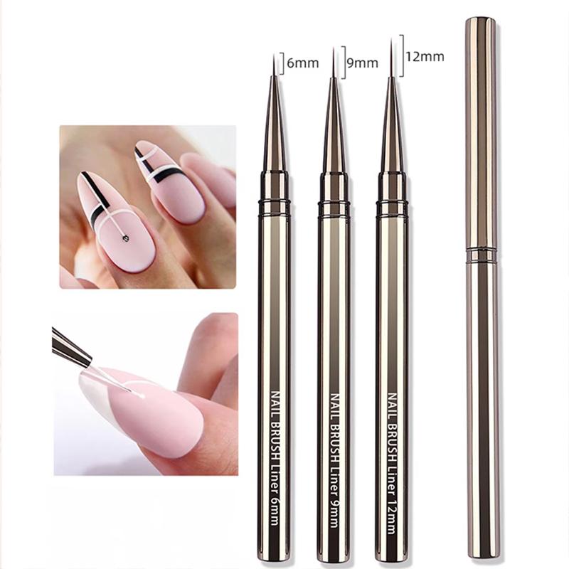 3PCS Nail Art Liner Brushes Hand Painted Brush Acrylic UV Gel Colours Paints Builder Drawing Pen DIY Manicure Design Accessories
