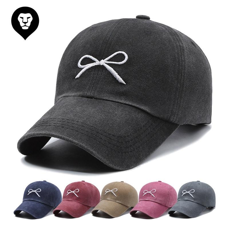Hat Embroidery Bow Cap Soft Top Tide Face Small Spring and Autumn Outdoor Sunshade Baseball Cap