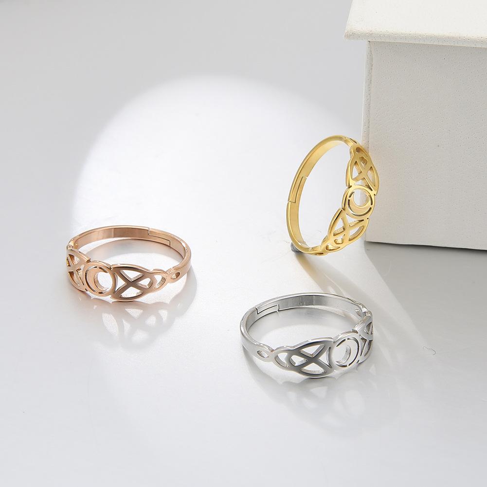 Кольцо Celtic Trinity Knot Moon Ring из нержавеющей стали с регулируемым ободком для женщин