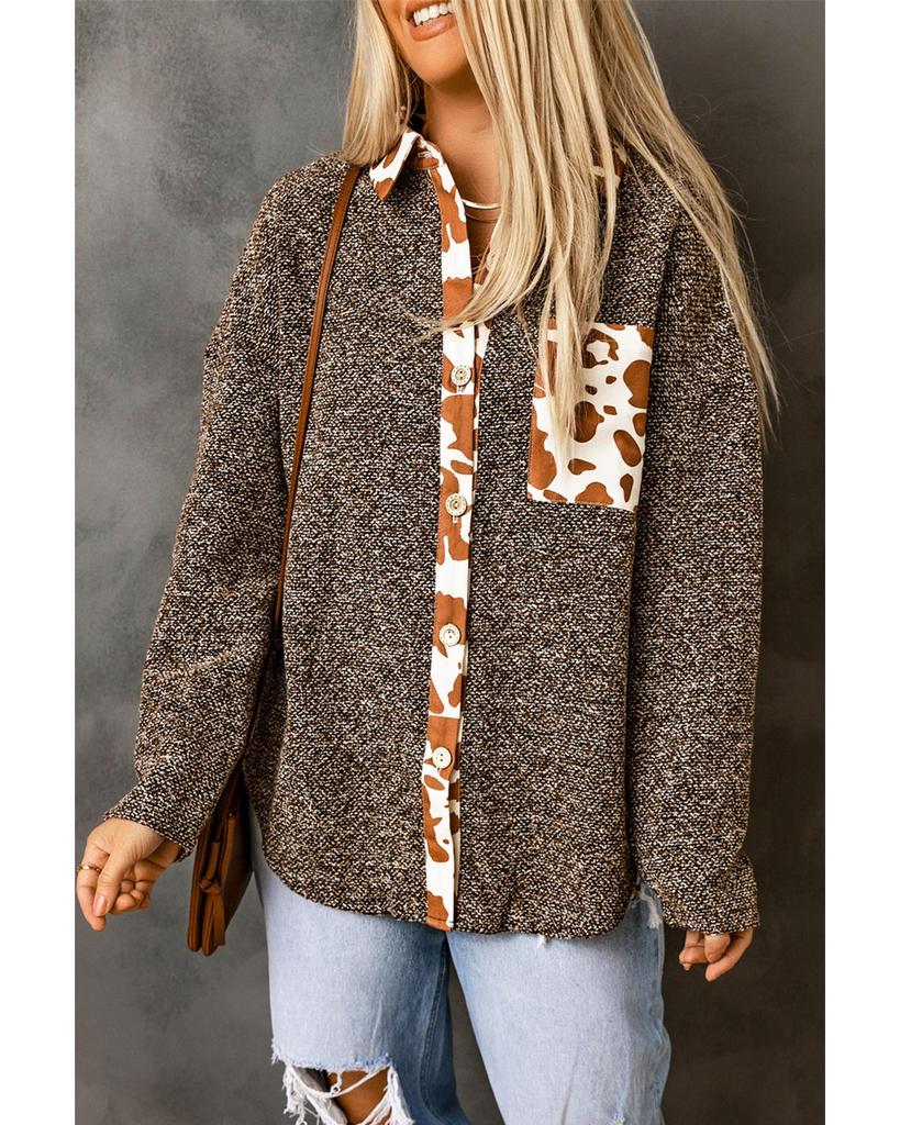 Azura Exchange Лоскутная куртка-рубашка на пуговицах