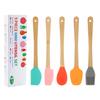 Food Grade Silicone for Butter Cooking Multicolor Mini Spatula Cake Cream Oil Brush Bamboo Handle Baking Tools Multi Purpose