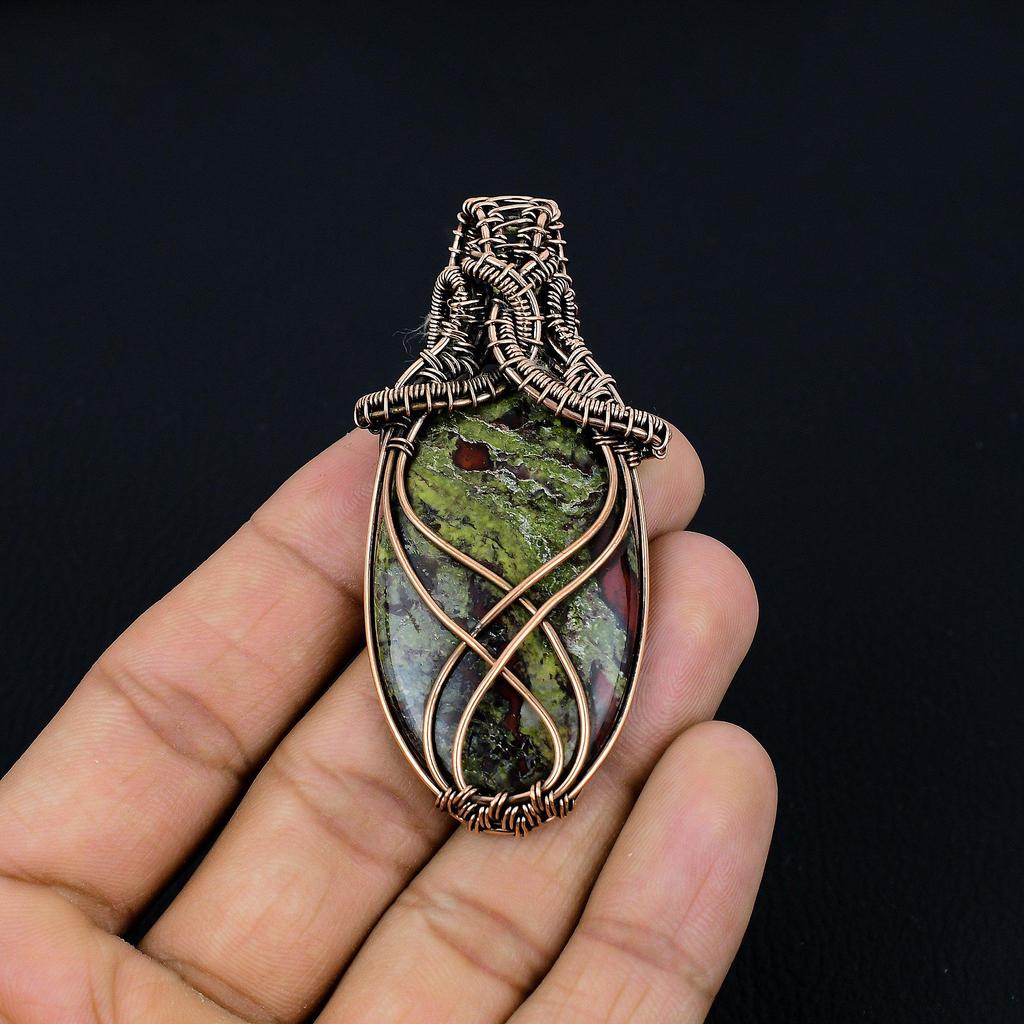 Dragon Blood Jasper 999 Copper Wire Wrapped Pendant, Handmade Gemstone Pendant Jewelry, Gifts For Wife Brand New Pendant
