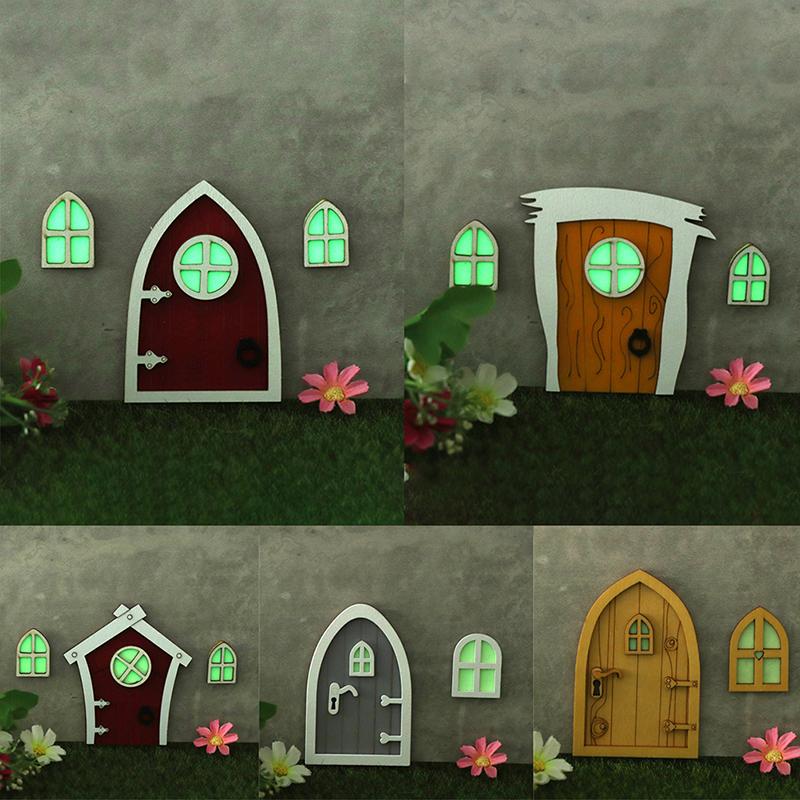 1 комплект кукольного домика, миниатюрная флуоресцентная фея, эльф, дверь, окно, модель дома, декор, игрушка