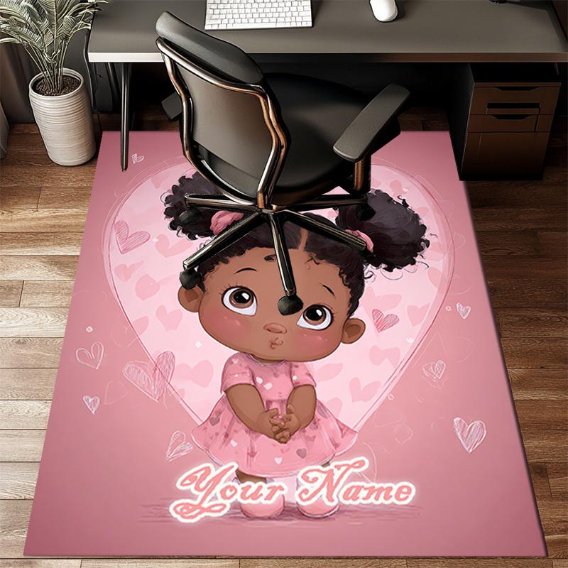 1PC Custom Name Love Heart Illustration Theme Floor Mat Ideal for Living Room, Game Rooms, Office, Bedroom Floor Mat Playful Design