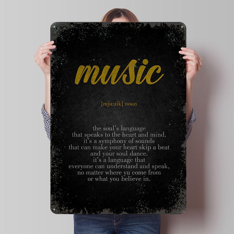 Music Definition Printed Poster Customized Wall Art Retro Vintage Metal Tin Signs for Home Decor Coffee Bar Accessories Man Cave