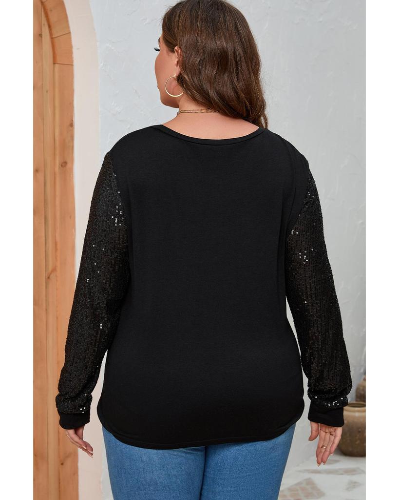 Azura Exchange Sequin Contrast Long Sleeve Top
