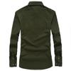 Autumn Mens Casual Military Cargo Top Long Dress Shirt Sleeve Slim Button Blouse
