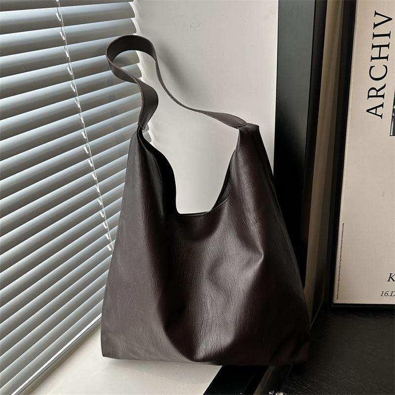 Большая вместимость однотонная популярная сумка-тоут осенняя повседневная сумка для поездок на работу на плечо модная персонализированная сумка