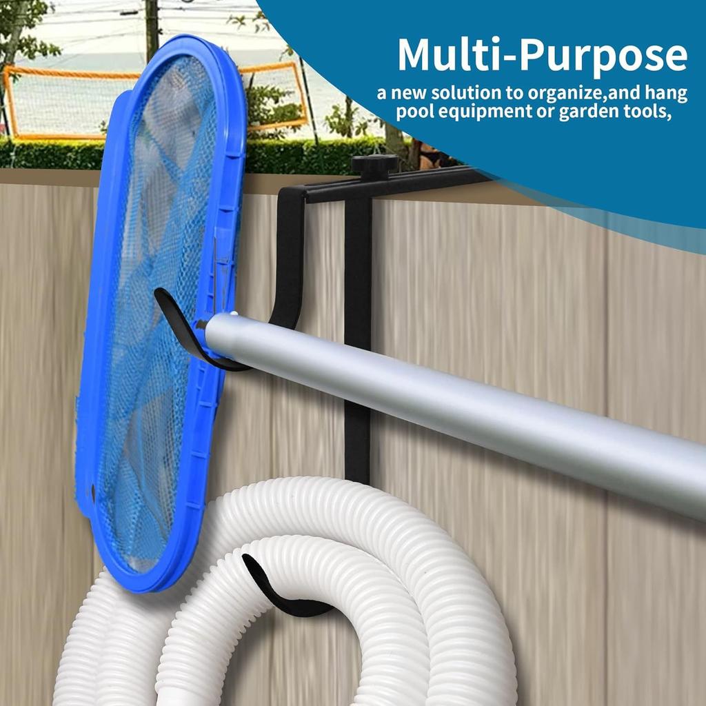 2 шт., регулируемый алюминиевый держатель для столба бассейна, крючки для ограждения столбов бассейна, 2 шт. крюк для столба бассейна, прочные крючки для ограждения шланга бассейна