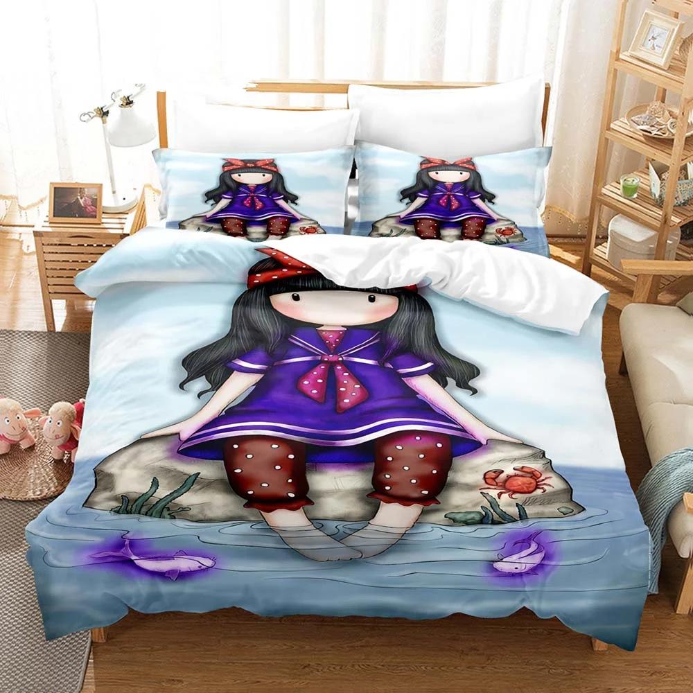 Anime Girl Down Quilt Cover Set King Bedding Set With Pillowcase Quilt Cover Three-Piece Set