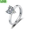 New Heart Shape Ring For Women All -Match Jewelry S925 Silver Diamond Rings Adjustable Opening Couple Anniversary Gift