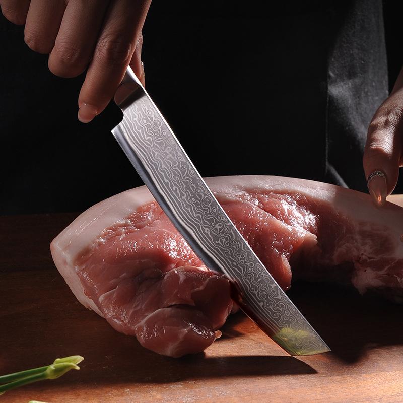 Damascus Steel Kitchen Cleaver Chef Knife Boning Slicing Knife Butcher Knife Meat Fish Sushi Knife Professional Cooking Cutter