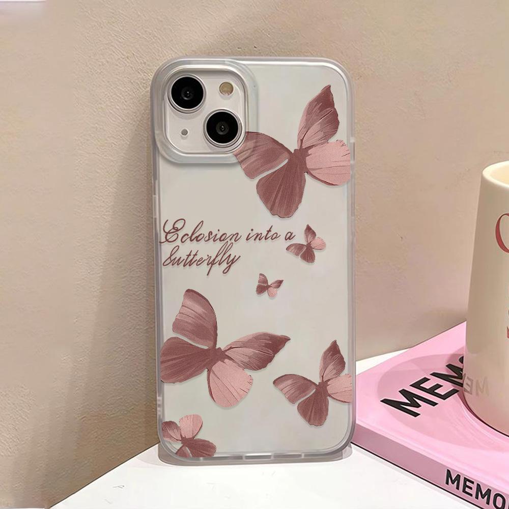 Gold Butterfly Soft TPU Case For iPhone 13 11 12 14 15 16 Pro Max Funda iPhone 12 13 Mini 16 Plus Translucent Clear Phone Cover