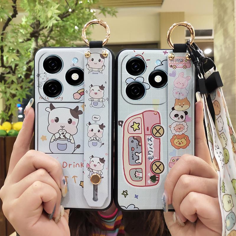 Dirt-resistant Fashion Design Phone Case For Tecno Spark20/KJ5 Shockproof Anti-knock Durable Waterproof Ring Lanyard