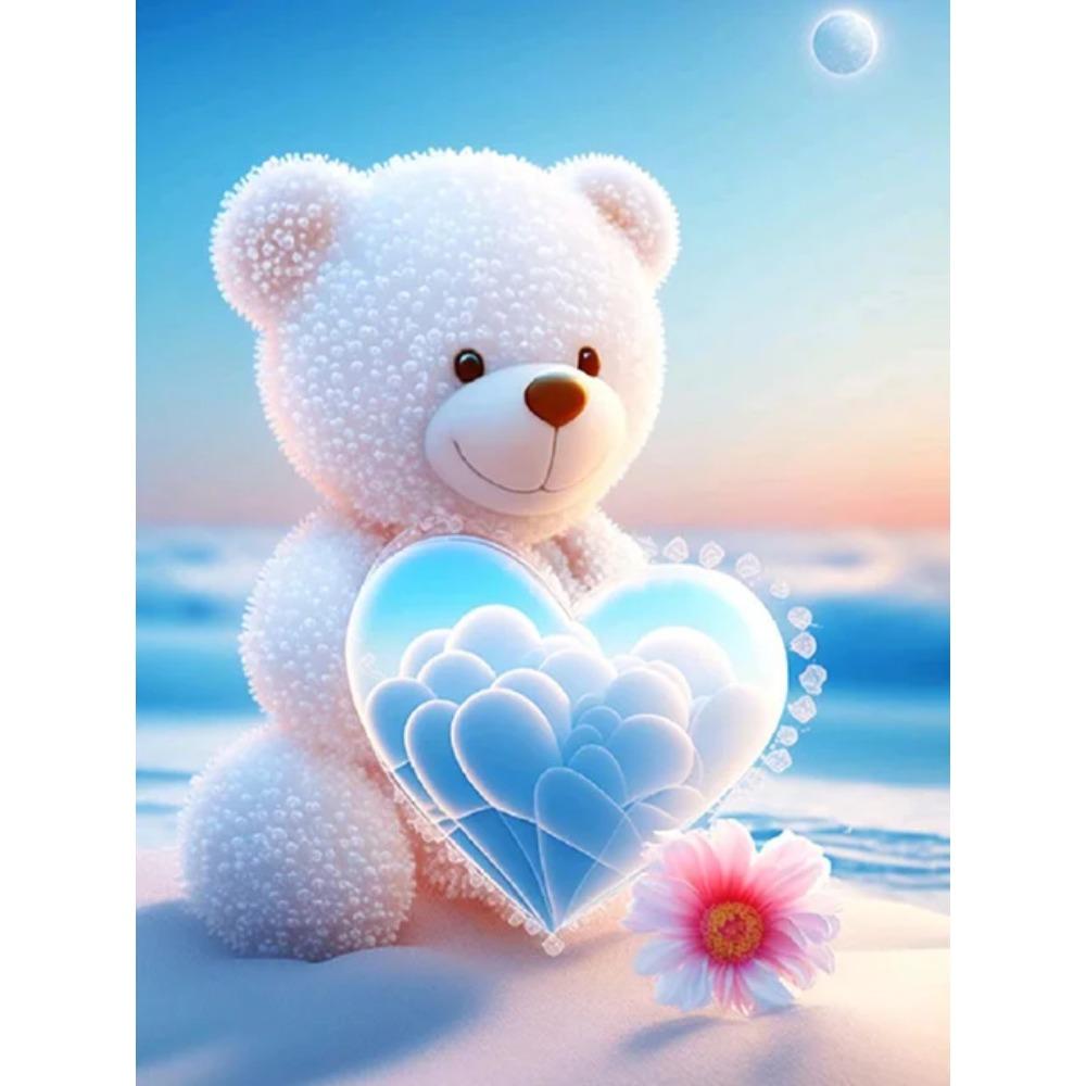 Алмазная картина, полная дрель, красивый цветок любви, круглая алмазная живопись, ручная работа, морской плюшевый мишка, сделай сам, алмазная мозаика, картина, украшение для дома