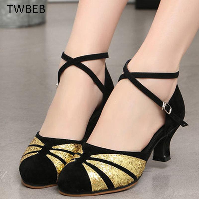 Танцевальная обувь для женщин Каблук 5/3 см Закрытый носок Бальные латинские танцы Обувь на резиновой мягкой подошве Высокий каблук Танцевальная обувь для танго Сальса