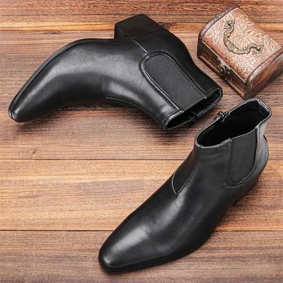 2024 Chelsea Ankle Boots Men High Heels Boots Brand Leather Ankle Boots Comfortable Party/Cuatre Shoes for Men Elevator 2024