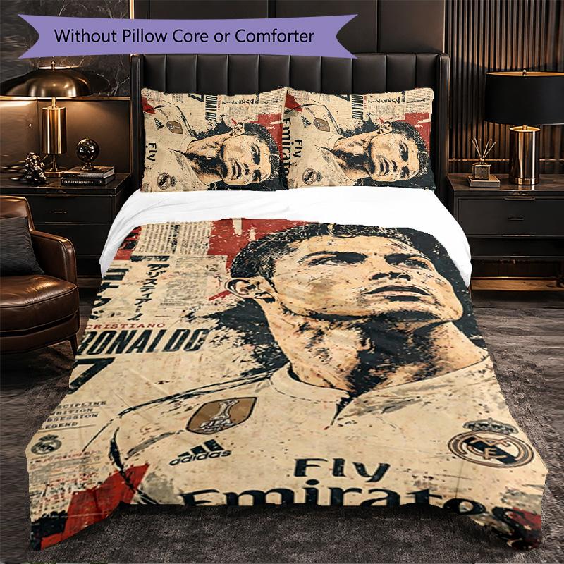 Cristiano Ronaldo Themed Bedding 3Pcs Duvet Cover Set Decorative Bed Linen For Teen Room Home Decoration