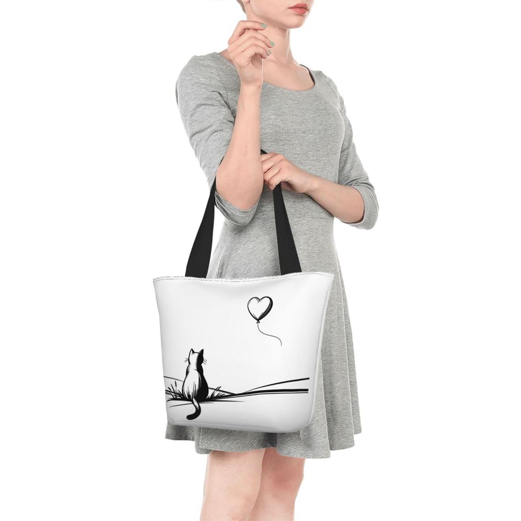 FURONGA Cat Tote Bag for Women, Lightweight, Large Capacity, A4 Size, Popular, Stylish, Durable, ShoulderHandbag, Travel, Unisex, Zipper (31)