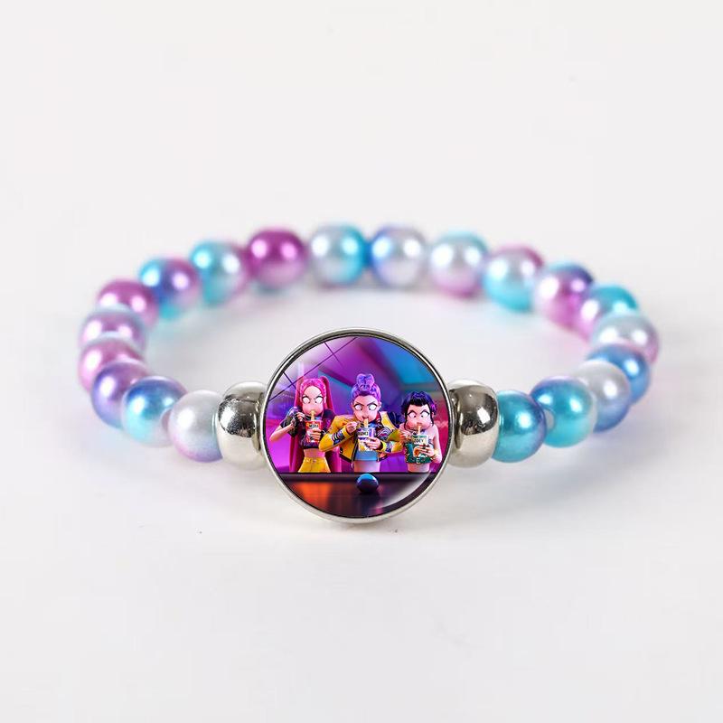 K-POP Demon Hunters Theme Beaded Bracelet, Fashion Handmade Wristband for Girls, Ideal Birthday Holiday Gift & Party Accessories