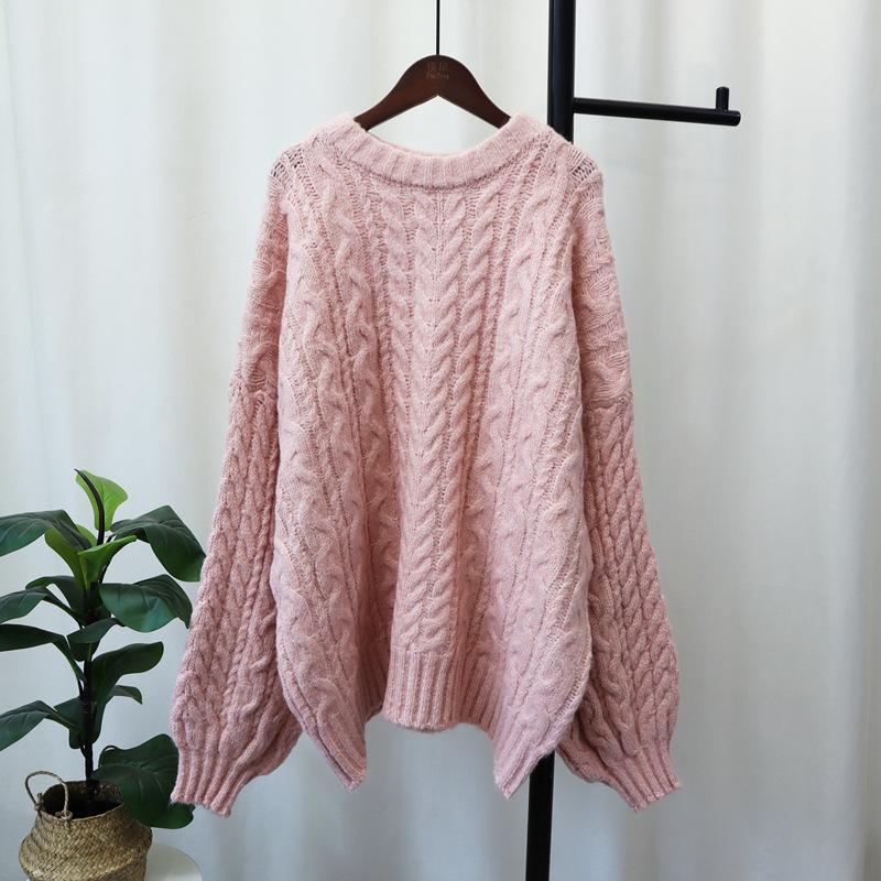 Вязаный свитер топ женский осенне-зимний новый свободный мягкий восковой ретро свитер с косами пуловер в стиле кэжуал