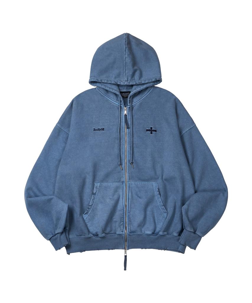 Masat P. Crusades Hood Zip _ Smoke Blue