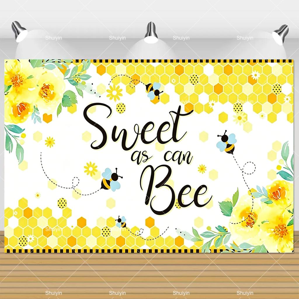 Cartoon Little Bee Backdrop Kids 1st Birthday Decorations Party Supplies Honey Girl Boy Gender Reveal Baby Shower Banner Props