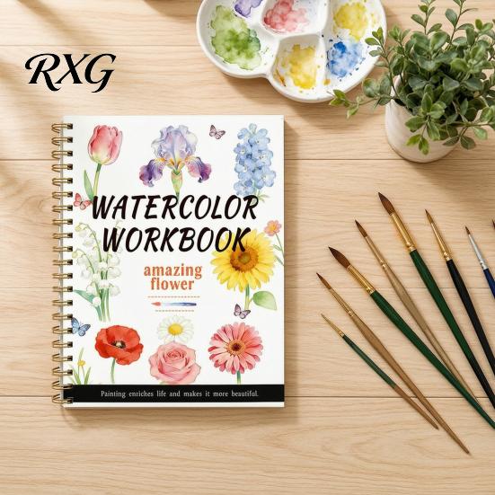 Indoor Art Activity for Preschoolers Watercolor Coloring Book, Clean And Bright Patterns Design, Thick DIY Painting Children Paper Multi-theme