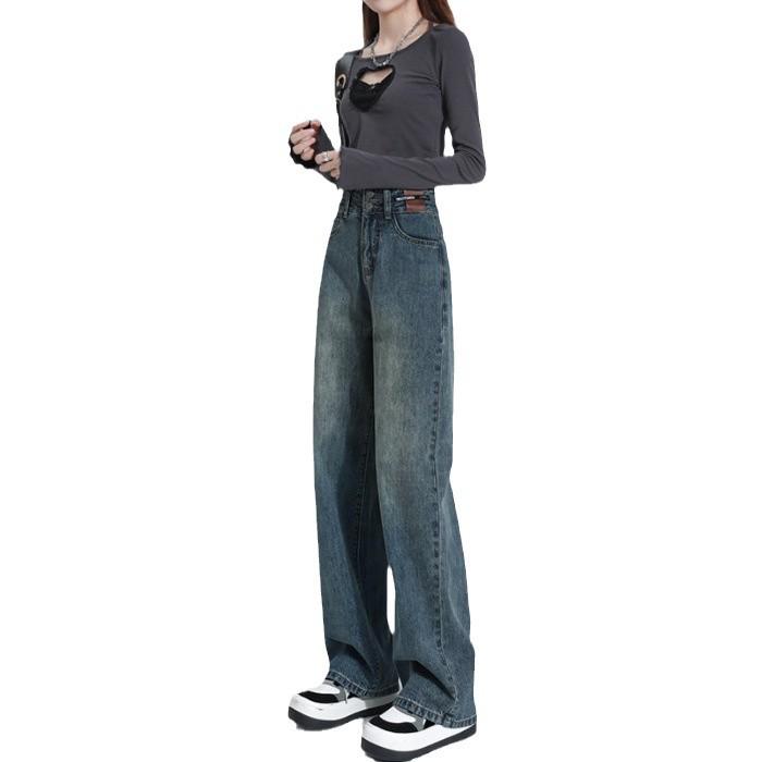 2025 Trendy Slimming High Waist Wide Leg Jeans for Women - Petite Fit, Straight Cut, Loose Pants