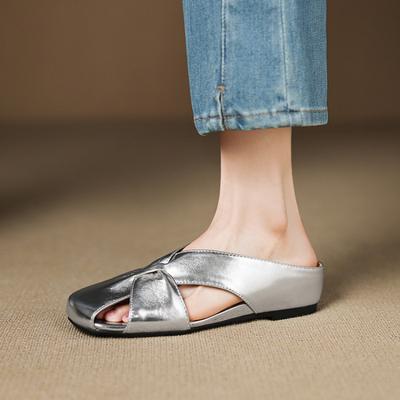 Повседневные шлепанцы на танкетке средней высоты, женские летние новые шлепанцы с закрытым носком, закрывающие один палец, крутые шлепанцы, круглый носок