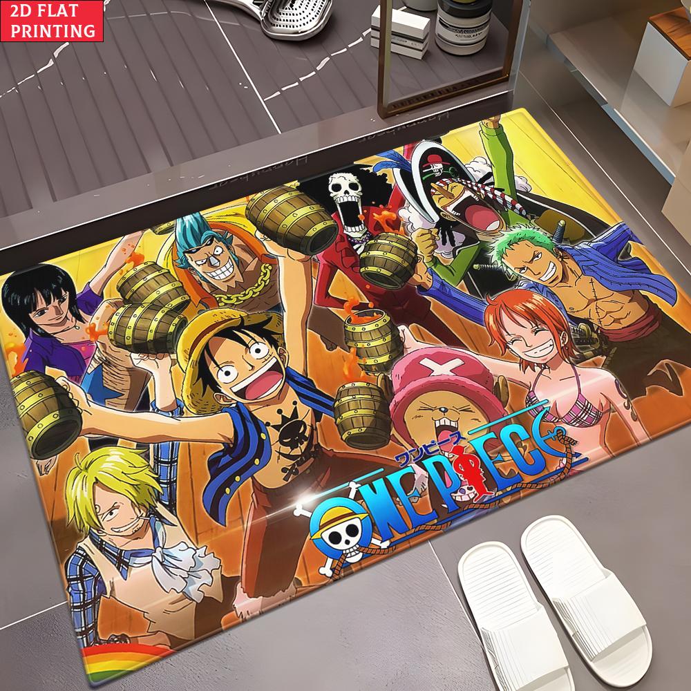 Anime Straw Hat Crew Party Doormat, Cartoon Character Non-slip Floor Mat, Decorative Entrance Rug for Home Living Room Bedroom