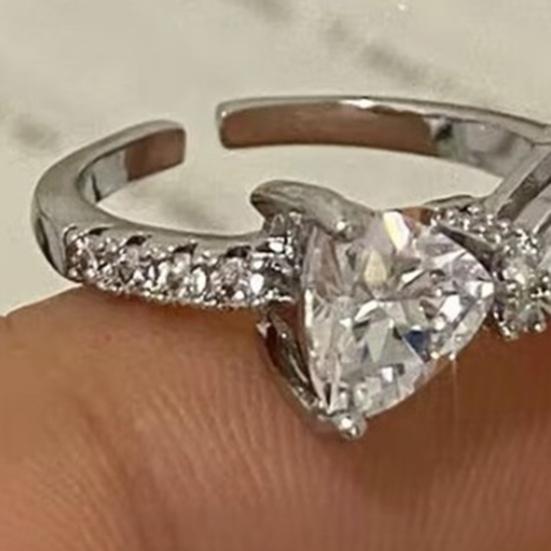 Кольцо-бантик с кубическим цирконием, регулируемое, со стразами, с бантом, открытое, обручальное, ювелирное изделие для женщин