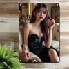 Hisun Tin Sign HD Metal Tin Sign Stunning Asian Beauty in Black Strapless Satin Evening Dress Vintage Poster Luxury Formal Style Wall Art Dec