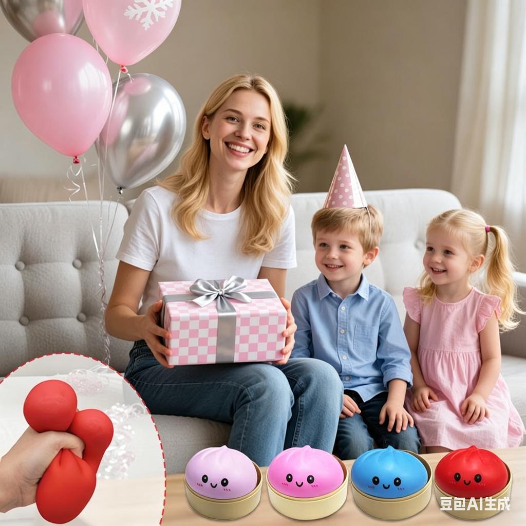 Игрушки для снятия стресса Гигантская пельмешка Сквиши, Мягкая сжимаемая игрушка для взрослых и детей, Милое лицо с улыбкой, Игрушка-антистресс с коробкой для хранения
