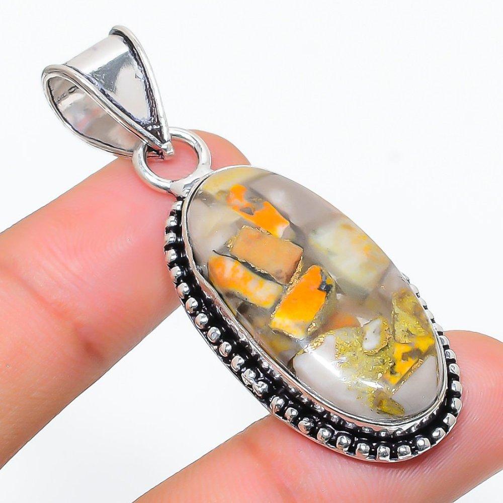 Подвеска из стерлингового серебра 925 пробы с натуральным драгоценным камнем шмельная яшма 2,05 дюйма W2V21