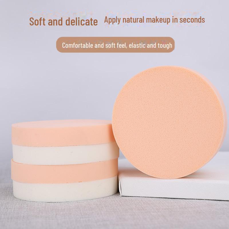 Dual-Use Makeup Powder Puff: Large, Round, White Puff for Wet/Dry Application, No Residue. Ideal for Studio Makeup Artists.