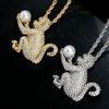 Hip Hop Fashion Trend Accessories Freshwater Beads Animal Cute Monkey Necklace Pendant