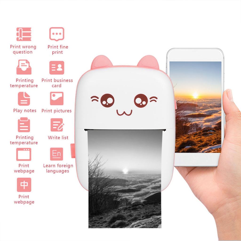 Mini Photo Printer for Bluetooth Wireless High Resolution Peripage Pocket Mobile PhonePink