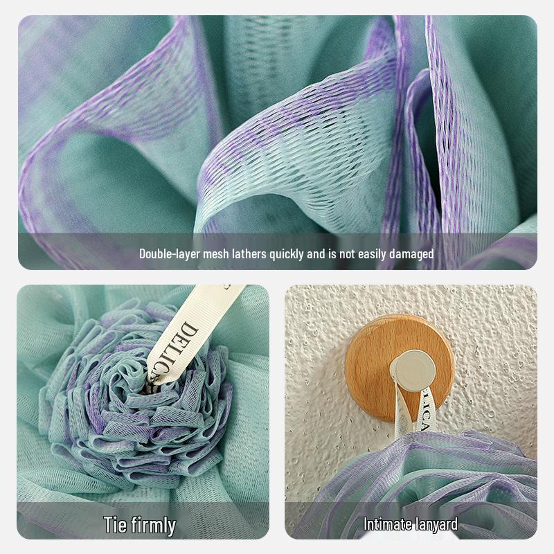 Two-Color Rose Bath Flower - Extra Large, Durable, Soft Lathering Bath Ball for Women