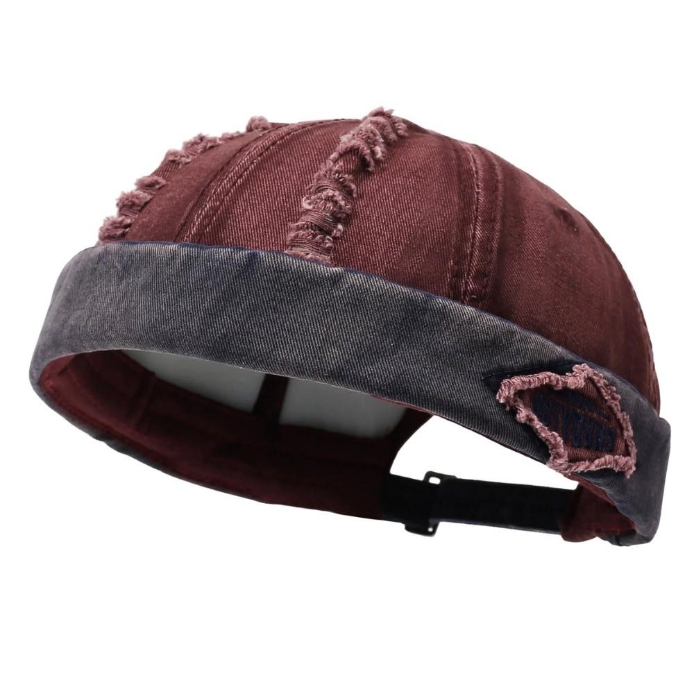 Broken Hole Melon Skin Hat Streetwear Skullcap Casual Hip Hop Cap Outdoor