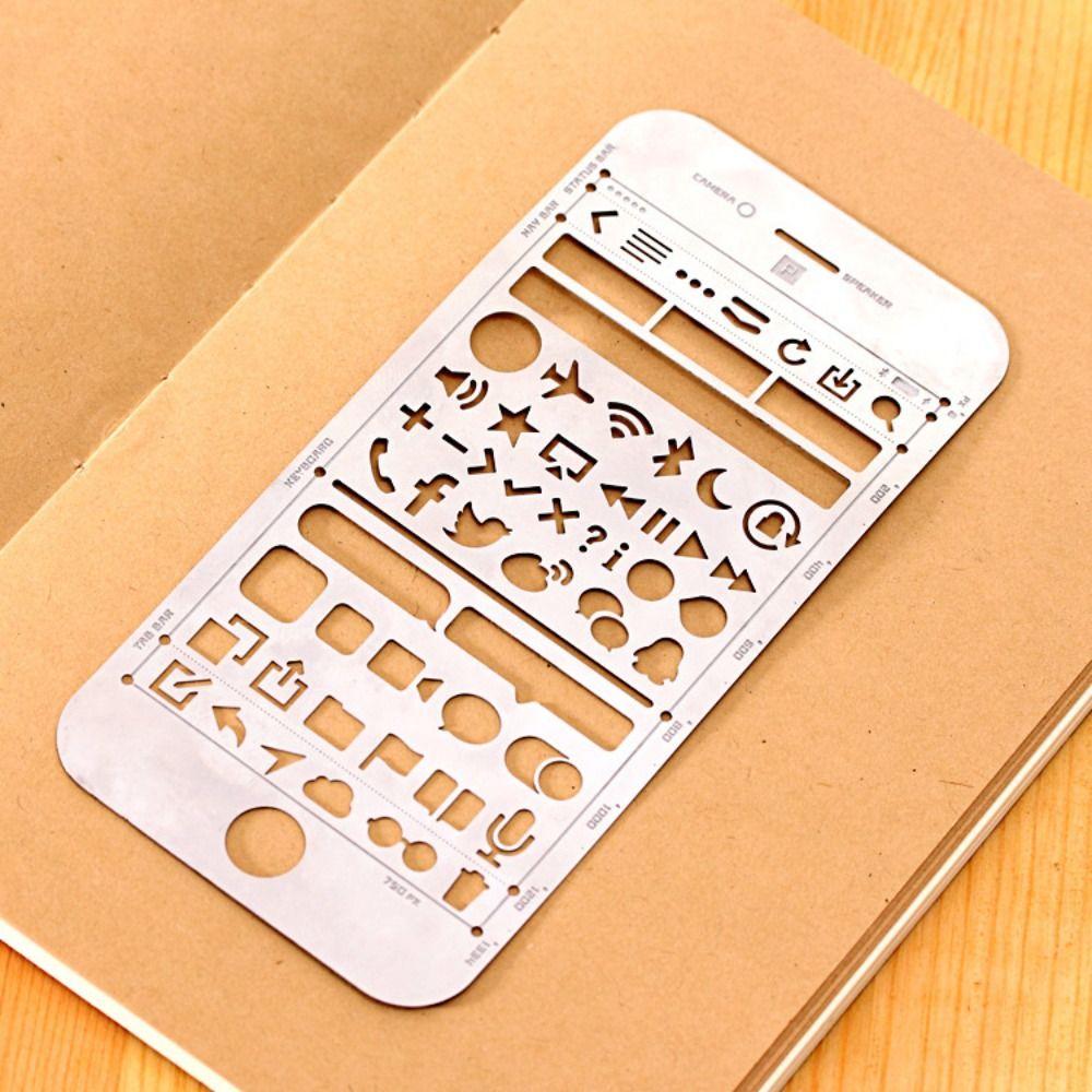 Stainless Steel Template Ruler School Projects Drawing Template Ruler Gift Stationery