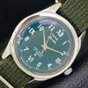 VINTAGE HMT JANATA HAND-WINDING INDIAN MENS GREEN COLOR DIAL WATCH A700089-5 R201-a700089